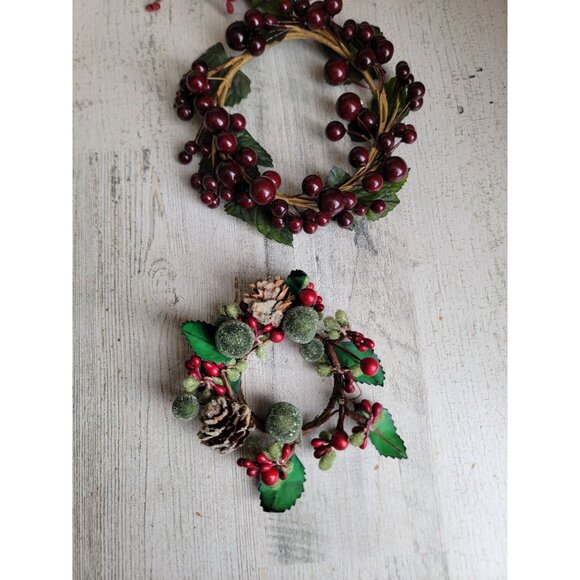 Wreath cranberries sugared fruit set pinecone xmas set hanging - Picture 2 of 6